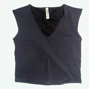 Athleta Women’s black v-neck top sleeveless crop top stretch workout size small